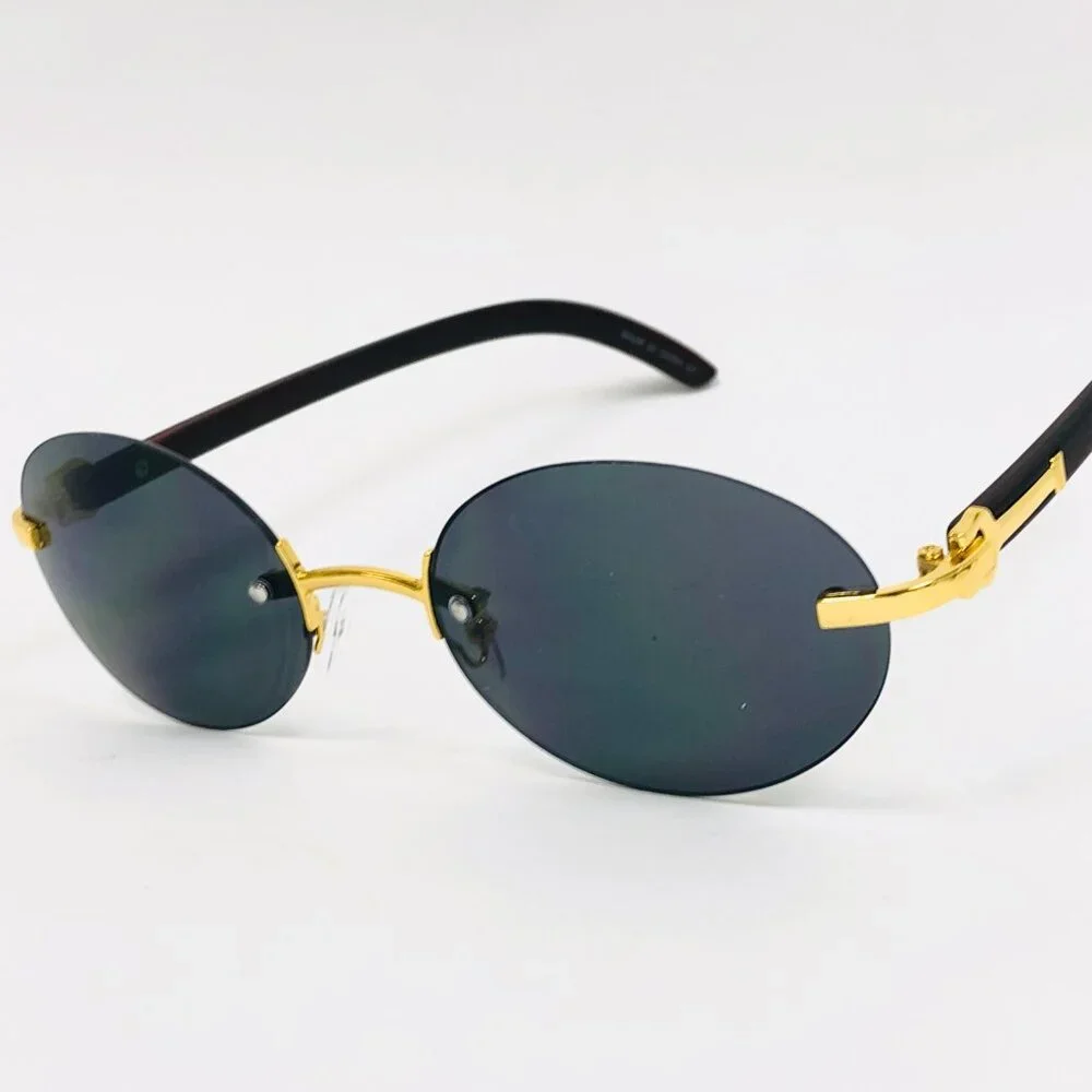 Men Sunglasses Hip Hop Style Gold Classic Dark Black Lens Woody Bufs Migos Lente
